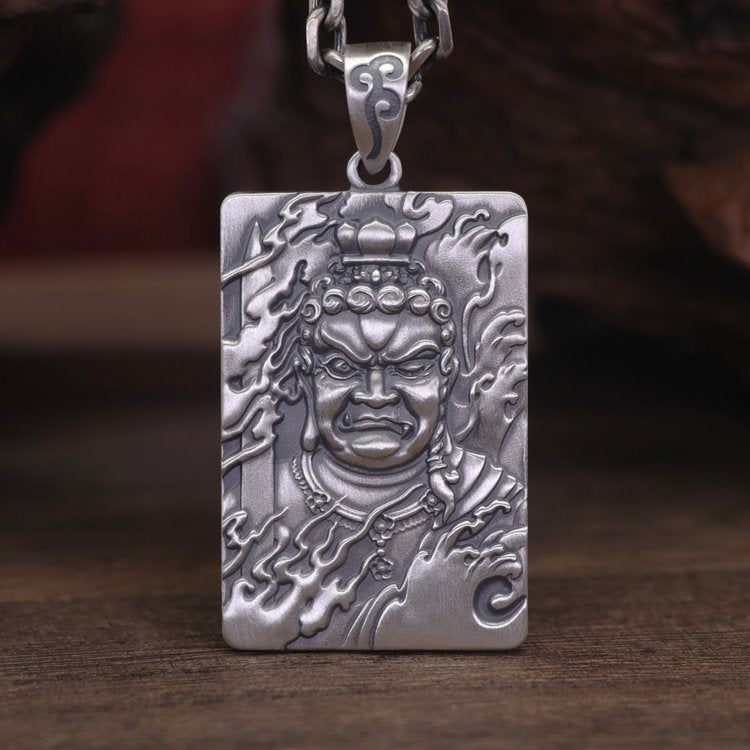 Flaming Guanyin Silver Pendant